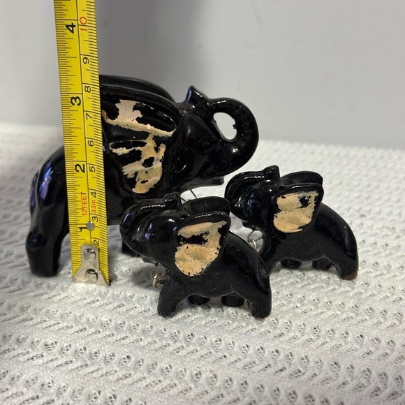 Vintage Black Ceramic Elephant Family Figurine Set - Picture 5 of 7